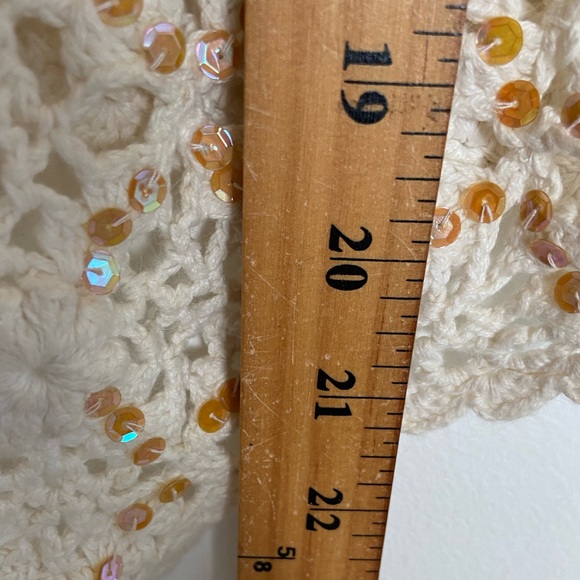 Cherry Stix Limited Vintage Sequin Crochet Vest One Size Cream Cottagecore NWT - Picture 9 of 12